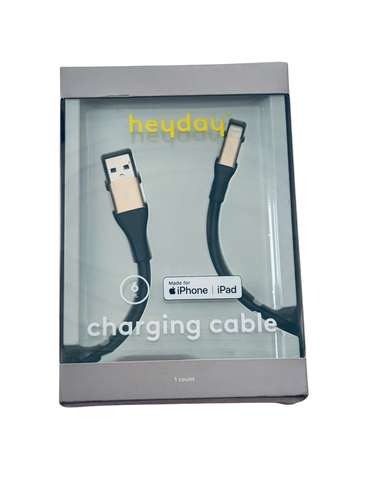 *NEW Heyday 6' Charging Cable USB to Apple iPhone iPad - BLACK/GOLD (sw)
