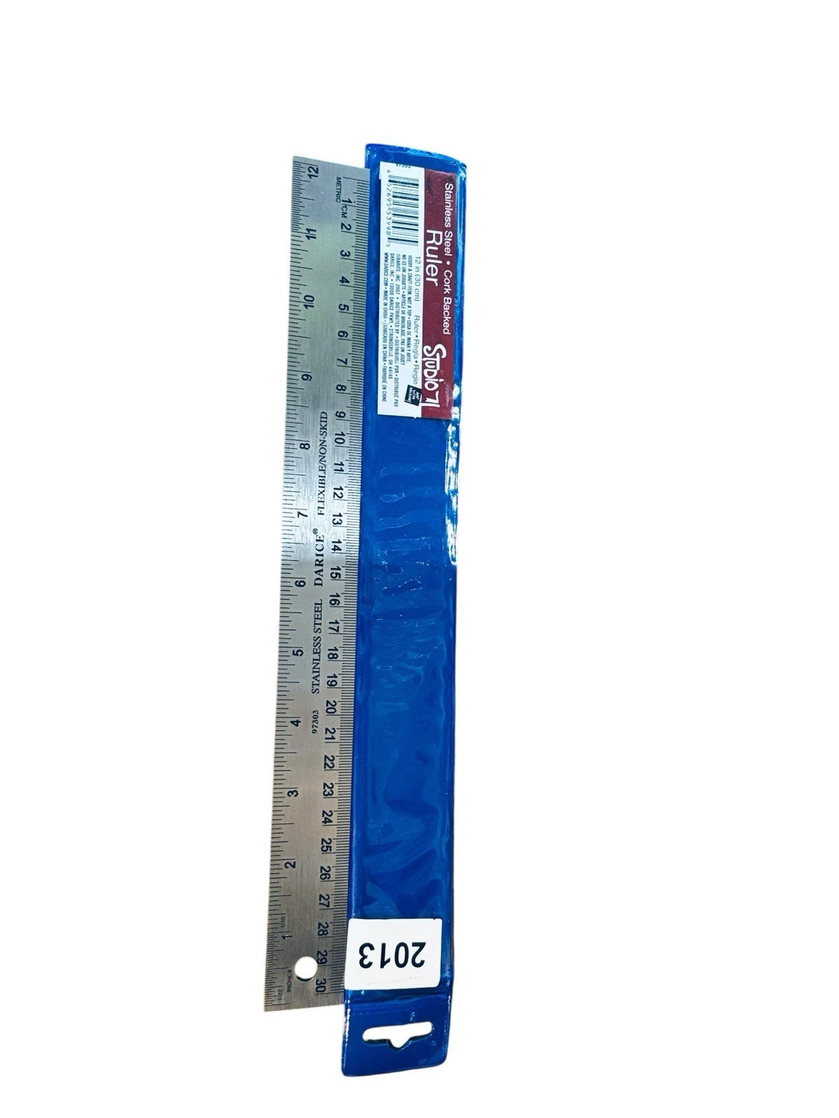 12” Ruler, Stainless Steel Cork Backed W/Storage Clear Sleeve, STUDIO 71