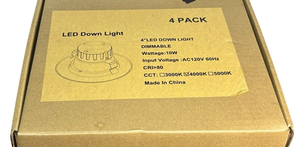 LED Recessed Downlights 4-Pack White, 4” Dimmable ~ 10W ~ Input Voltage AC120V