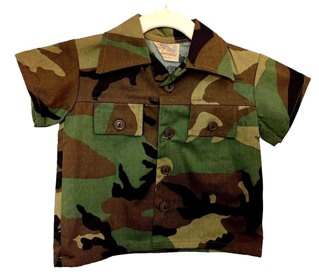 *YOUNG COMMANDOS Camouflage Shirt Boys Size 3, MADE IN USA - NEW