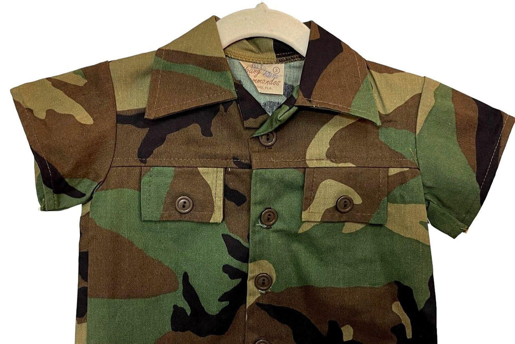 *YOUNG COMMANDOS Camouflage Shirt Boys Size 3, MADE IN USA - NEW