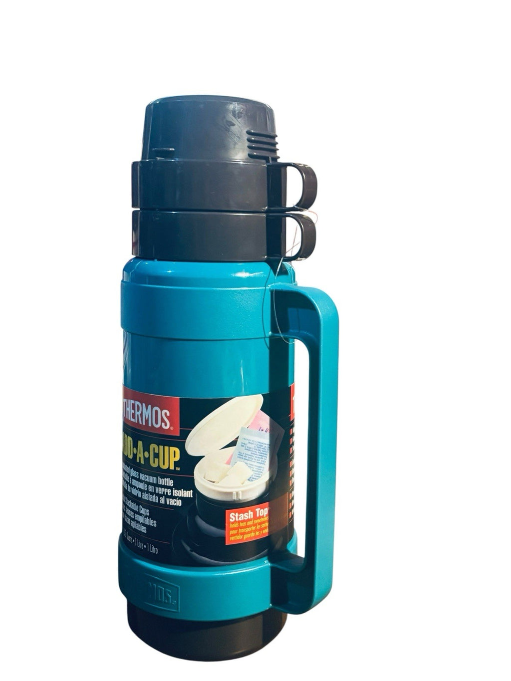 *Thermos Add-A-Cup 1-Quart (34 oz) Glass Vacuum Beverage Bottle.