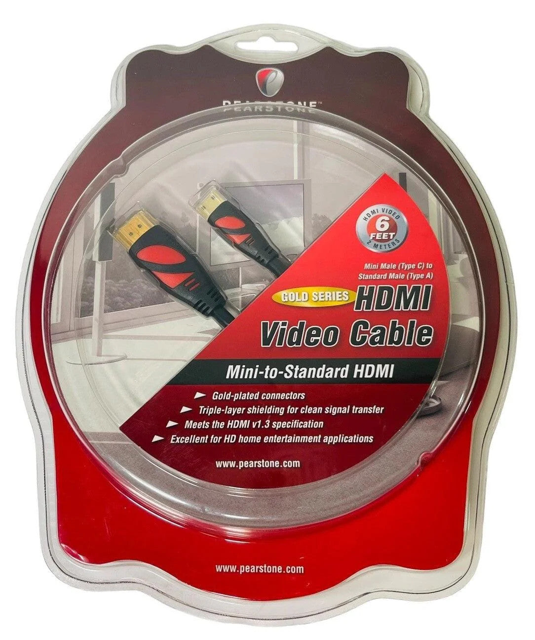 *Pearstone Gold Series HDMI Mini-to-Standard Cable 6 Feet HDMI-AC206, NEW!