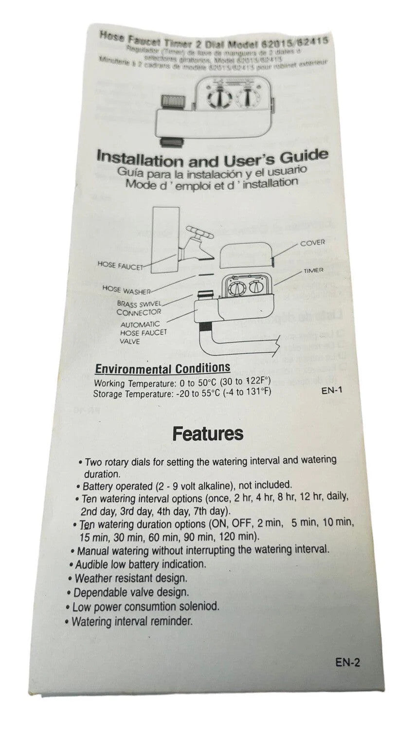 BETTER HOMES & GARDENS EASY DAIL ELECTRONIC WATERING TIMER