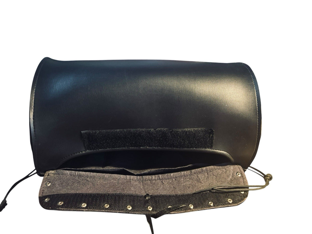*Motorcycle Saddlebag FRONT HANDLE LEATHER L 15.5 X H 5 X R 27.5 W/Straps