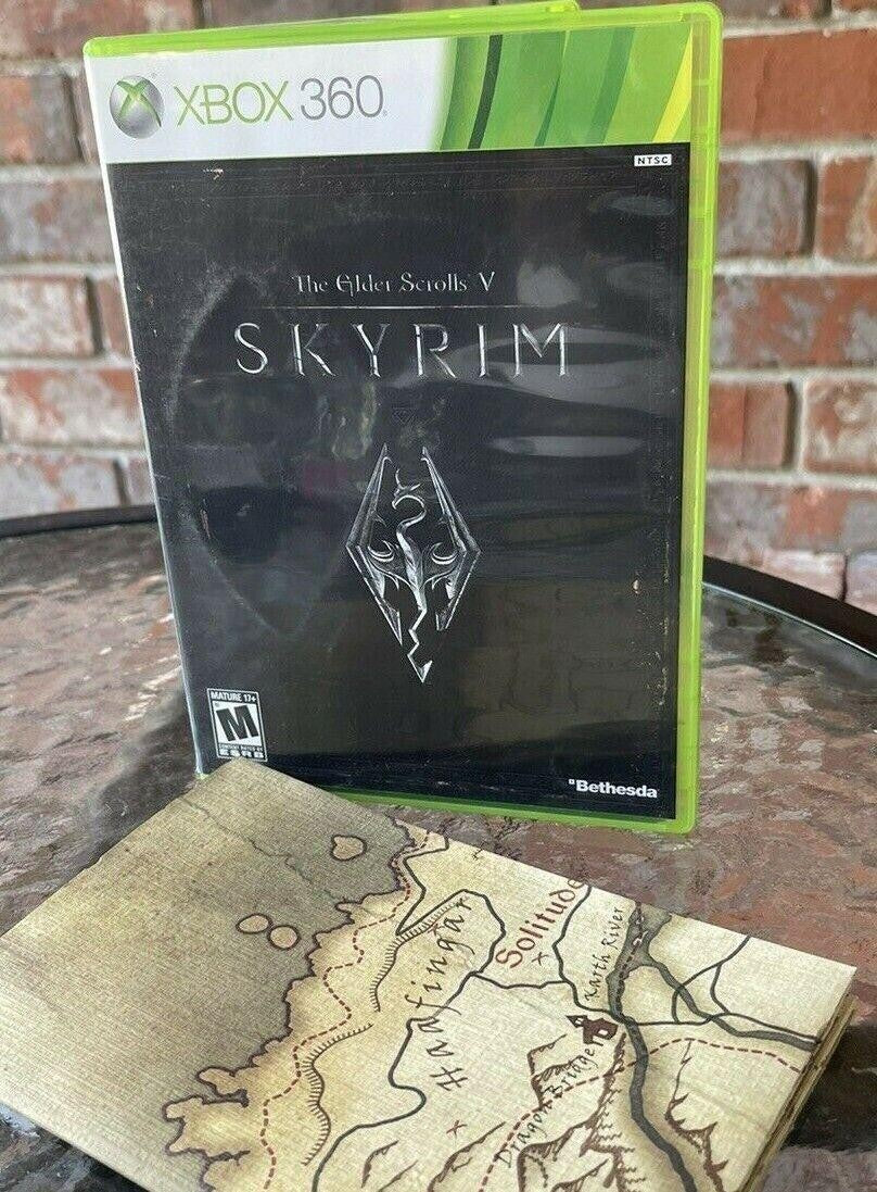 *Skyrim Xbox 360, The Elder Scrolls V: 2011 Includes Full Size Map "MINT"
