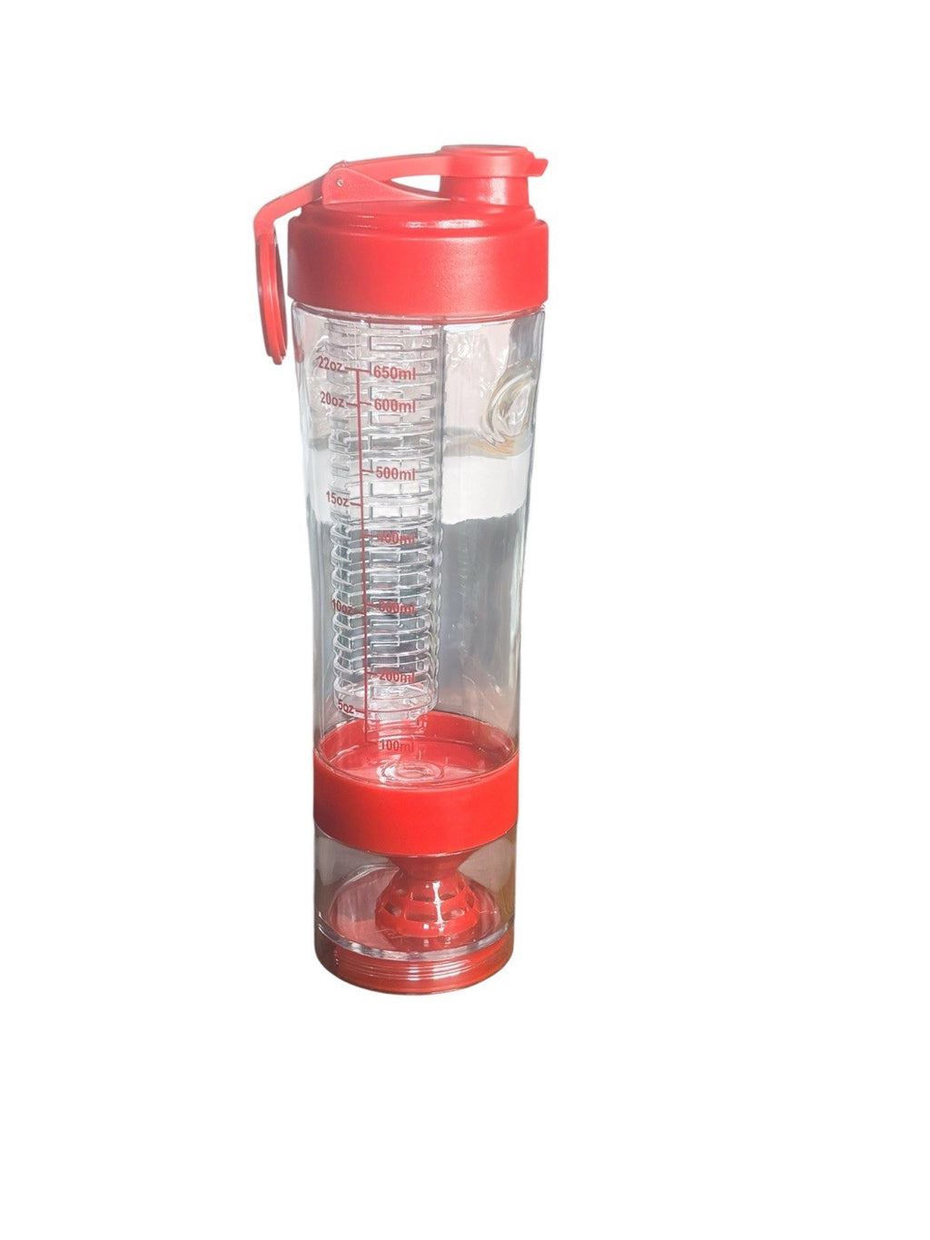 22oz Fruit Infuser Water Bottle, Tritan with Built-in Infuser Basket, Red