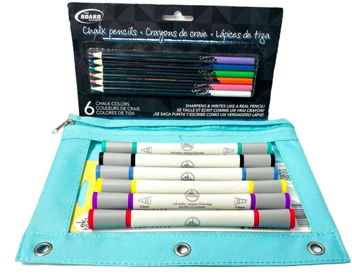 *ek CRAFT MARKERS 6-PACK ~ 2-MARKERS IN ONE 1.0mm/5mm w/6-COLOR PENCILS & BAG