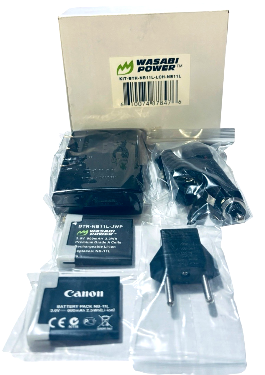 Wasabi Power Battery Pack with Charger for Canon NB-11L, NB-11LH, Pack of 2