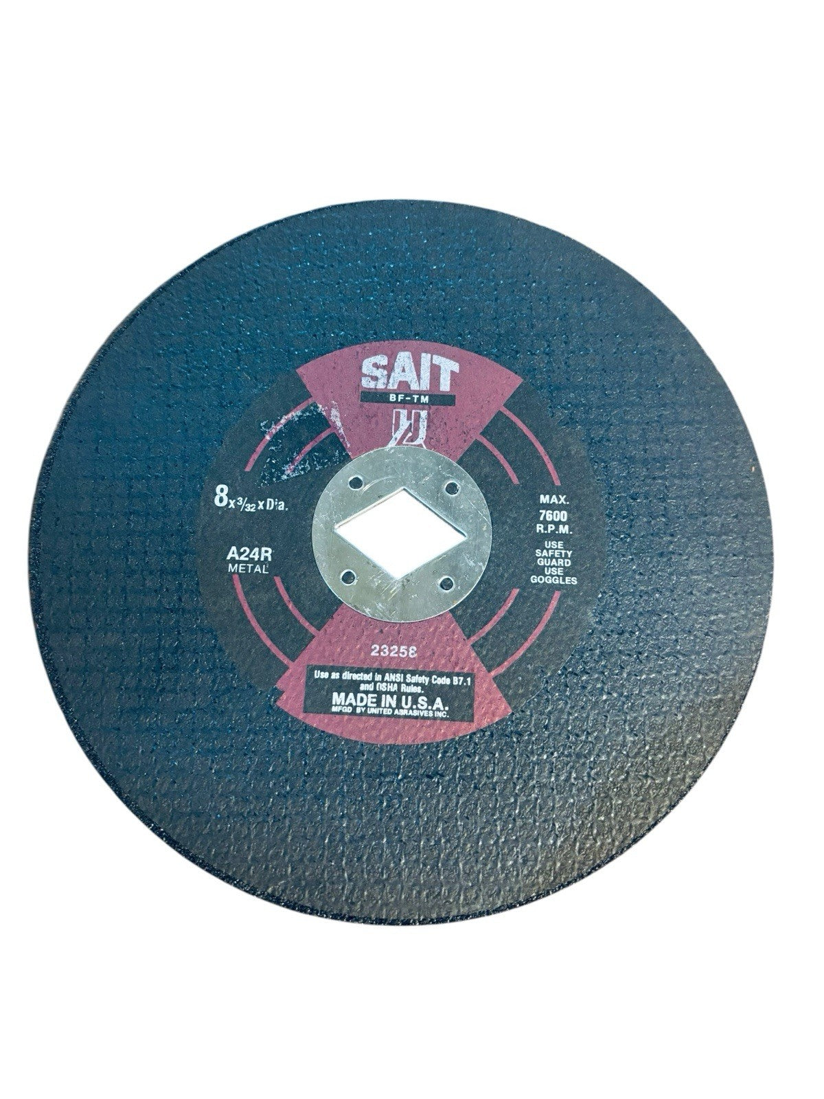New Sait 8" x 3/32" Abrasive Cut-Off Wheels, Type 1, A24R-BF, 23258