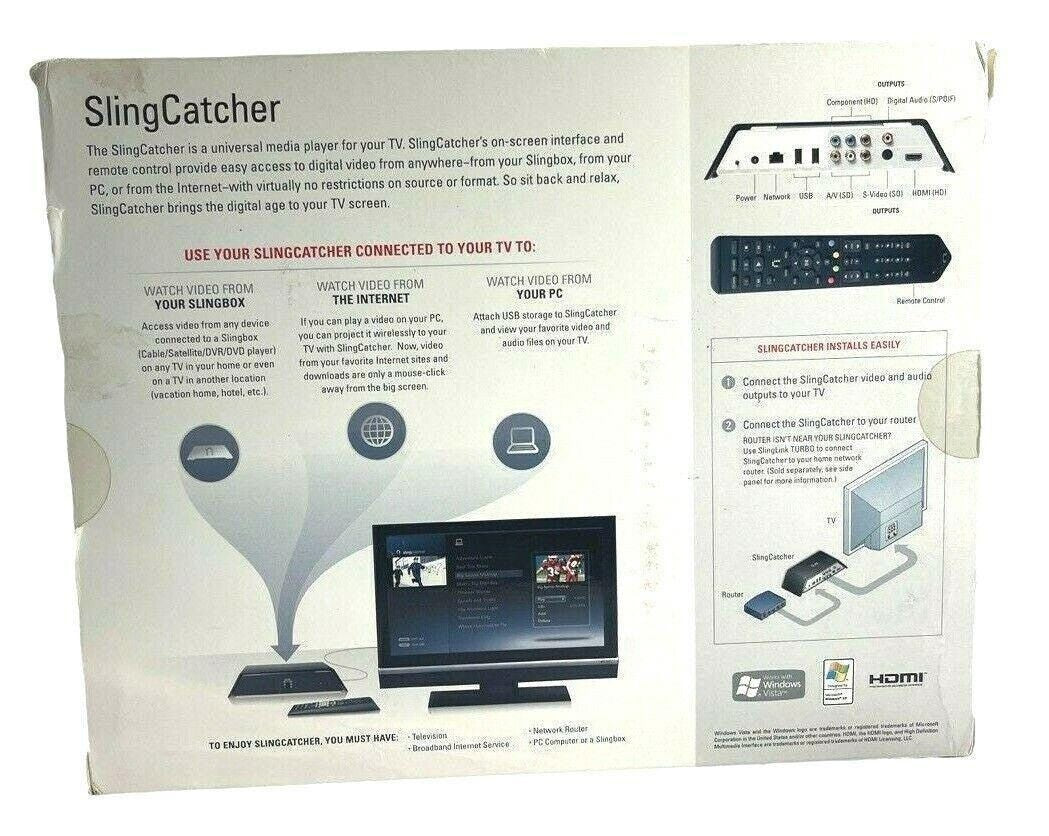 HD Media Streamer SC100-100 Catcher Digital w/ALL ACCESS0RIES, Sling WORKS