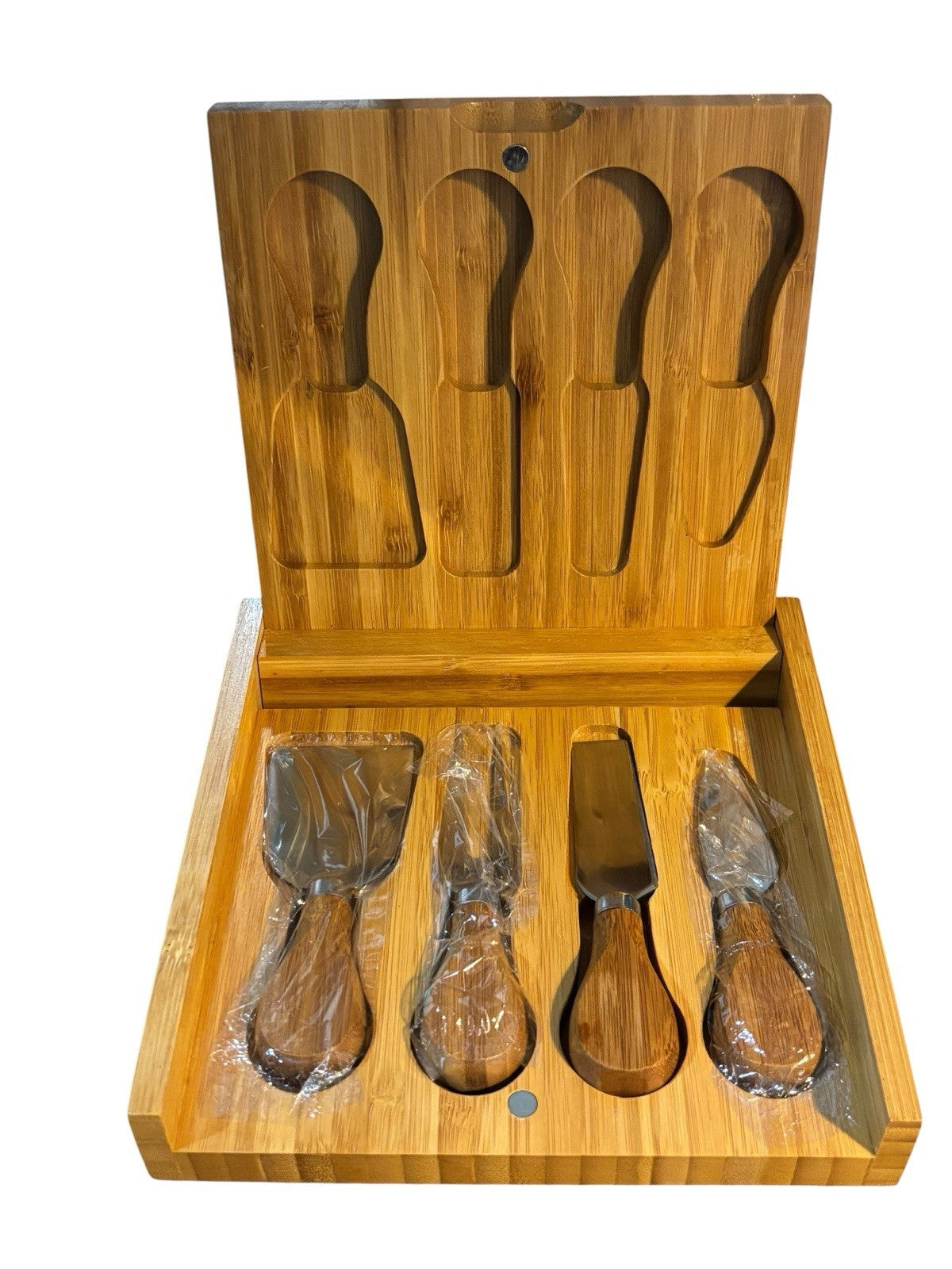 Cheese 4 Pc Utensil Hors D’Ouvres Set Bamboo Case With Box