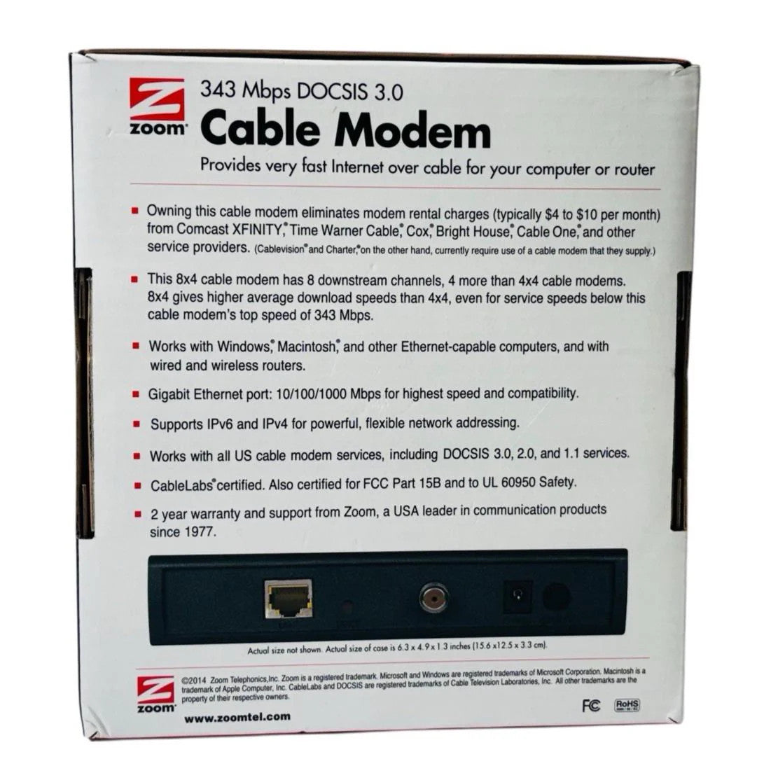 Zoom Cable Model 343 Mbps DOCSIS Model: 5341, BRAND NEW ~ IN ORIGINAL BOX