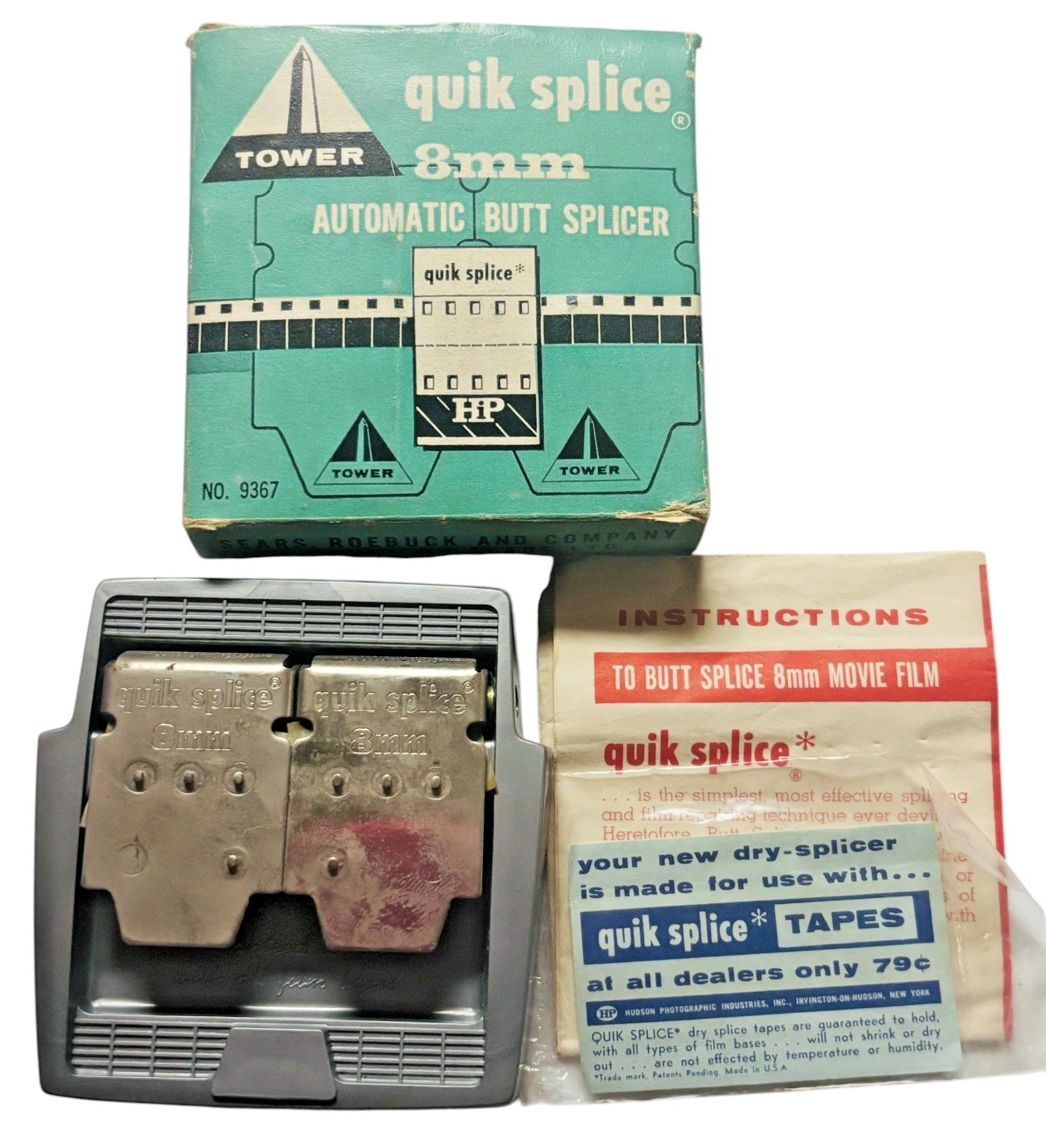 Tower Quik Splice 8mm Automatic Butt Splicer Vintage Film Repair Tool No. 9367