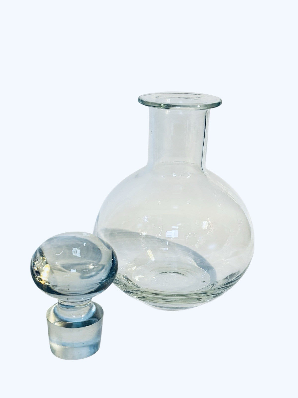 Vintage Clear Glass Decanter with Bubble Stopper